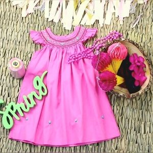 Pink Bishop Smocking Baby Girl Dress / Toddlers Summer Vintage Pink Bishop Dress